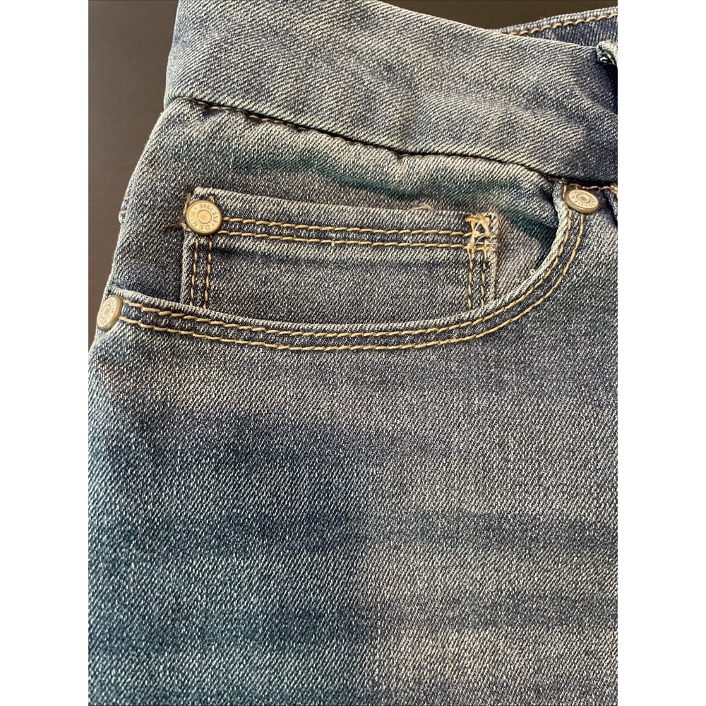 Cato Denim Jeans Womens 14 Mid Rise 34W Blue Raw Hem Crop Straight Leg - Picture 9 of 12